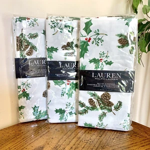 NEW Ralph Lauren Cotton Napkins Winter Christmas Pine Cone 20" Square 12 Total - Picture 1 of 11