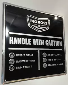 BIG BOSS BREWING COMPANY Handle With Caution 18"x18" Metal Beer Sign Tin Tacker - Foto 1 di 9