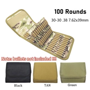 100 Round Rifle Bullet Cartridge Ammo Pouch for .38 30-30 7.62x39 .410 - Picture 1 of 42
