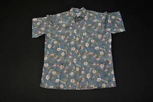 VTG Reyn Spooner Hawaiian Aloha Shirt Men's XL Blue Floral Hibiscus 14923S - Bild 1 von 4