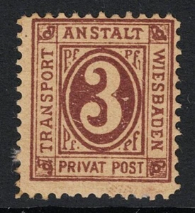 Baden 3 pf Brown Private Post Stamp Mint Hinged - S25062 - Picture 1 of 1