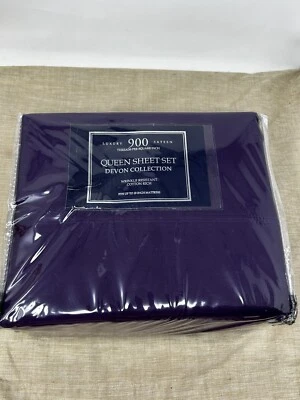 Devon Collection Роскошный Сатин 900 Нитей Набор Простыней Queen Purple $170 Рекомендуемая розничная цена производителя - Изображение 1 из 4