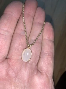 Rose Quartz Gemstone Charm Pendant 14 Kt Hge With 17 Chain 1/20 12 ktgf - Picture 1 of 7