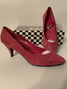 Vintage Womens Leather Heels Sz9 Sugar Babies Fuchsia - Picture 1 of 12