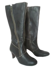 Fitzwell leather Heeled Boots Size 10 W Knee High Tall Shoe Chocolate Brown - Picture 1 of 6