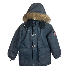 Big chill ski Coat size 8 Expedition Navy Blue Hooded Faux Fur Winter Snow - Picture 1 of 9