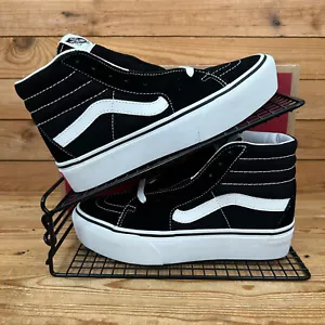 Vans Trainers Womens Size UK 4 Sk8 Hi Platform Black White Suede Skate Shoes NEW - Picture 1 of 13
