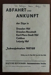 Jahresfahrplan 87/88 Deutsche Reichsbahn Dresden Abfahrt Ankunft - Bild 1 von 3