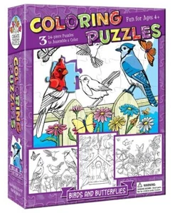 Cobble Hill, Coloring Puzzles, Create Your Own, 3 Puzzles, Birds & Butterflies - Picture 1 of 1