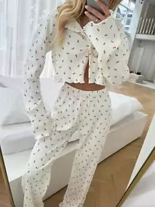 Cropped Button-Up Lounge Set With Floral Print - Picture 1 of 6