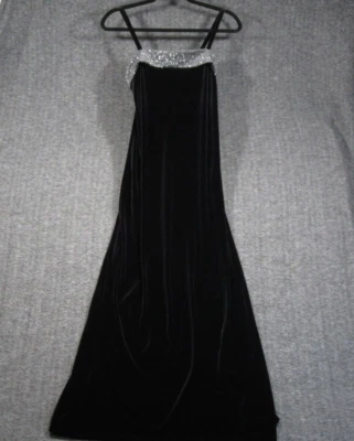 Maxi vestido de fiesta de noche Jump de terciopelo para mujer 7/8 negro plateado años 90 Y2K Foto 1 de 4