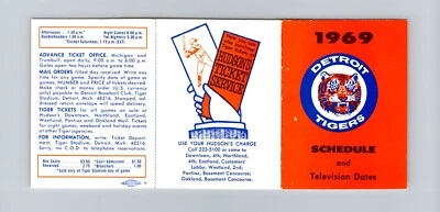 Baseball Memorabilia | Original 1969 Detroit Tigers Pocket Schedule - Image 1 of 2