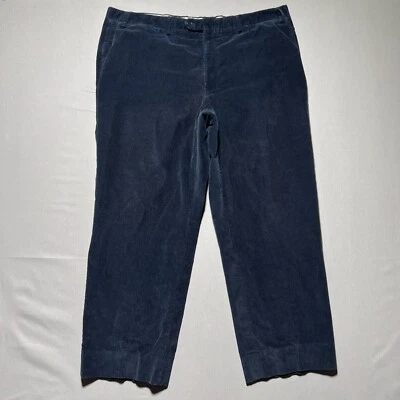 Pantalones chinos de tiro medio elásticos de pana azul marino talla 40 Canali para hombre Foto 1 de 4