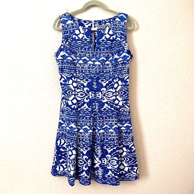 Vestido de fiesta Danny & Nicole talla 12 azul cachemira plisado línea A acampanado midi Foto 1 de 4