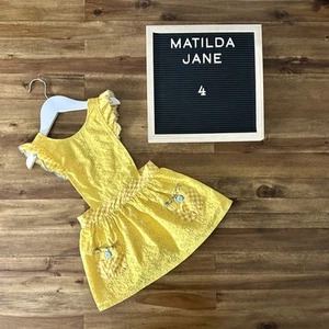 Matilda Jane Brilliant Daydream Splendid Sunshine Yellow Eyelet Ruffle Pinafore  - Picture 1 of 8