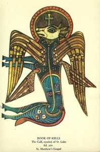 Vintage Postcard, Book of Kells, Calf, Symbol of St. Luke, Painting, Art, unused - Picture 1 of 2