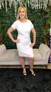 Vestido blanco para mujer talla 8-18 Kim Roger con forro vestido mangas cortas nuevo con etiquetas - Imagen 1 de 4