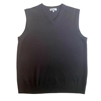 Colete Suéter Turnbury Preto Pulôver 100% Lã Merino Extra Fina 2XL Decote V - Imagem 1 de 4