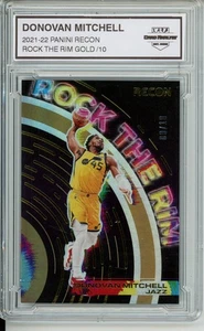 2021-22 PANINI RECON #7 DONOVAN MITCHELL ROCK THE RIM GOLD /10 - Picture 1 of 2