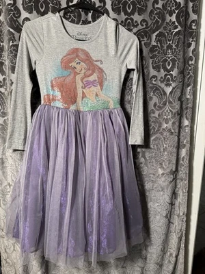 DISNEY, GIRLS Sz: M 7/8 LITTLE MERMAID, PURPLE/Gray SEQUIN FRONT Tulle dress - Image 1 of 4