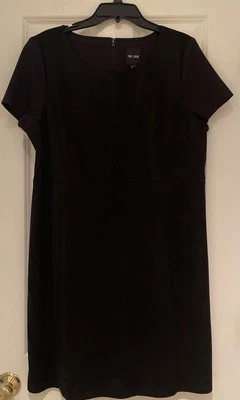 NWT Nic + Zoe Black Micro Suede Shift Dress Size XL Short Sleeves Lined Zip - Image 1 of 4