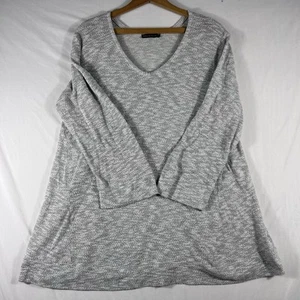 Nally & Millie Women's XL Long Sleeve Sweater Gray & White Cotton Blend Beach - Picture 1 of 6