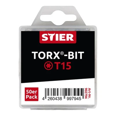 STIER TORX-Bit-Großpackung 50 Bits Bits T 15 - T 30 Länge 25 mm Profi Werkzeug