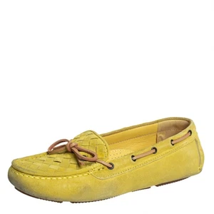 Bottega Veneta Yellow Intrecciato Suede Bow Slip On Loafers Sizs 36.5 - Picture 1 of 8