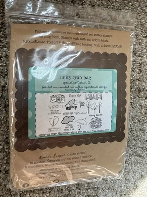 Unity Stamp Company “unity grab bag 2” Unmounted Red Rubber Repositional Stamp - Image 1 of 4