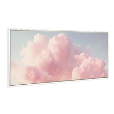 Sylvie Beaded Vintage Pink Cotton Candy Clouds Mountain Landscape Vintage Fra... - Image 1 of 4