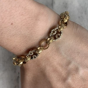 CZ Sterne und Barren Stil Erbskette Armband 9 kt 375 Gelbgold - 8" Zoll - Bild 1 von 8