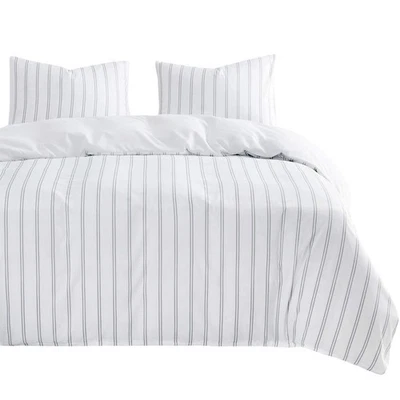 Striped Comforter Set, Ticking Stripe Vertical Pinstripe Neutral Farmhouse - Image 1 of 4