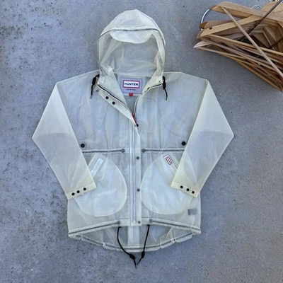 Hunter Original Transparente Vinilo Calzoncillo Impermeable Lluvia Chaqueta Abrigo Capucha Mediano Foto 1 de 4