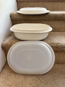 TUPPERWARE ~ Ultra 21 3 Qt Oval Roaster w/Seal & 1 Qt Cover/Dish Microwave - Picture 1 of 2