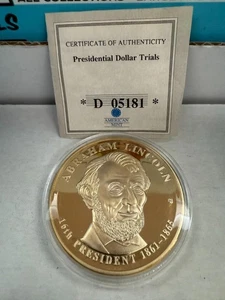 American Mint ABRAHAM LINCOLN Presidential Gold Layered Trial Coin w/ COA #CO13 - Picture 1 of 1