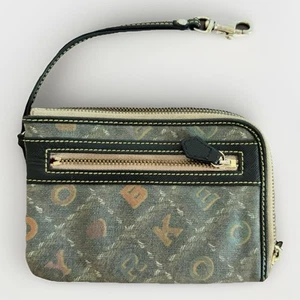 Dooney Bourke Geldbörse Münzbörse Kartenorganizer Kalbsleder kleine Tasche grün braun - Bild 1 von 6