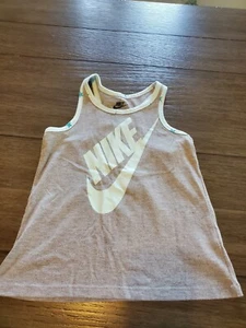 Nike Kids Girls Light Grey Tank Top Racerback stars Pattern Size M 5-6 - Picture 1 of 6