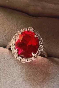 AAA 4.10 Ct Oval Cut Ruby Diamond Wedding Engagement Ring 14k Solid White Gold - Picture 1 of 7