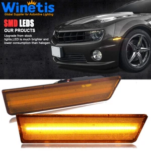 2X Front Side Marker Lamps w/ Amber LED Lights For 2008-2014 Dodge Challenger - Picture 1 of 12