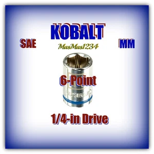 KOBALT 1/4" Drive Shallow Sockets - SAE Inch Metric MM 6 Point pt - Any Size NEW - Picture 1 of 27
