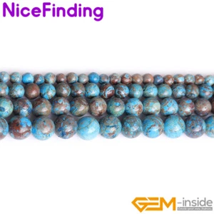 Cuentas de piedras preciosas redondas de ágata de encaje loco azul natural para hacer joyas 4 mm 6 mm 8 m - Imagen 1 de 27