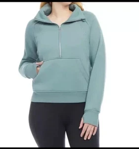 Danskin Mixed Rib Half Zip Jacket Women's Small Tidewater Teal Sweatshirt - Picture 1 of 4