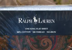 Lenzuolo Ralph Lauren King Flat Elizabeth Paisley 11 100% cotone tipo 200 misto - Foto 1 di 7