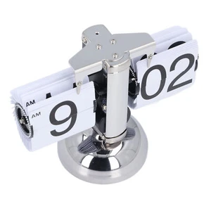 (White)Retro Flip Desk Clock Vintage Flip Down Clock Battery Powered Mechanical - Picture 1 of 22
