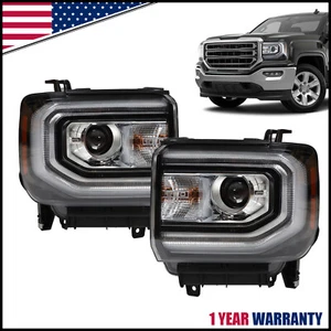 For 2016-2018 GMC Sierra 1500 HID/Xenon LED DRL Projector Headlights Headlamps - Foto 1 di 10