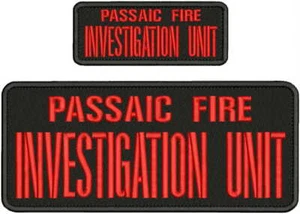 PASSAIC FIRE  INVESTIGATION UNIT EMB PATCH 4X10&2X5 HOOK ON BACK BLACK/RED - Picture 1 of 1