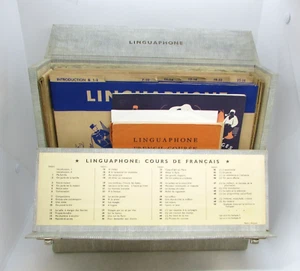 Vintage Linguaphone French Course On Vinyl 78RPM In Suitcase Box Set 1957 - Picture 1 of 12