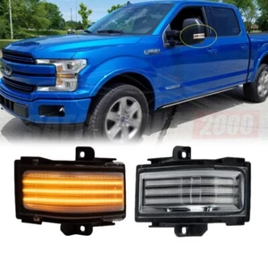 For Ford F150 2015+ W Tow Mirrors LED Side Mirror Light Dynamic Turn & White DRL - Picture 1 of 11