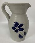 Vintage Stamped Williamsburg Pottery Blue Flower Creamer Small Pitcher 5