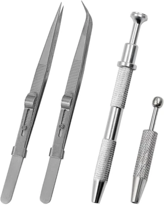 Edelstahl Schmuck Pinzetten Set mit Piercing Zange und Präzisionswerkzeugen - Bild 1 von 4
